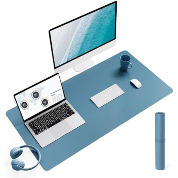 YSAGi Non-Slip Desk Pad, Waterproof PVC Leather Desk Table Protector, Ultra Thin Large Mouse Pad, Easy Clean Laptop Desk Writing Mat for Office Work/Home/Decor (90 x 43 cm, Azure)