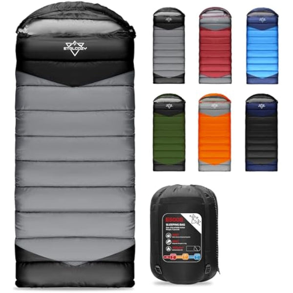 ETGLCOZY Sleeping Bags for Adults Kids, Ultralight Compact w/Compression Sack for Warm & Cold Weather Camping Essentials for Backpacking Hiking Travel Indoor - Unisex Boy Girl Man Woman