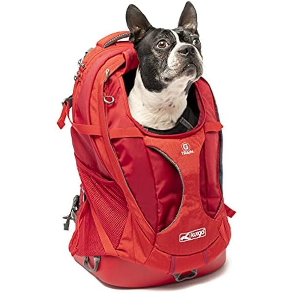 Kurgo G-Train Pack, Carrier Backpack for Small Dogs and Cats, Ideal for Hiking or Travel, Waterproof Bottom, Chili Red