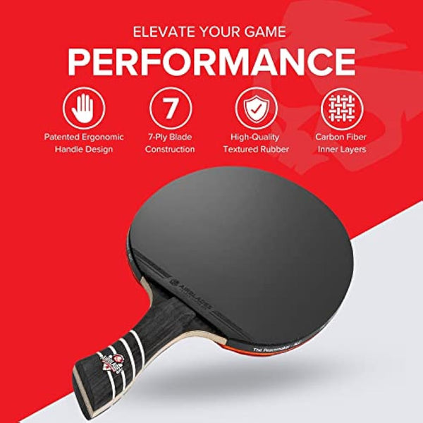 AirBlades The Peace Maker ALC - Professional Ping Pong Paddle - Carbon Fiber Table Tennis Racket Producing Maximum Spin & Control for All Levels - Hard Carry Case & Ergonomic Handle.