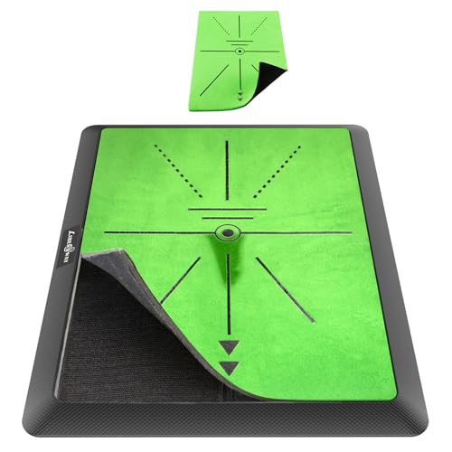 Golf Training Mat, LIBERRWAY Golf Mat Analysis Swing Path with 1 Replacement, Outdoor/Indoor Golf Swing Trainer Portable Golf Practice Mat for
