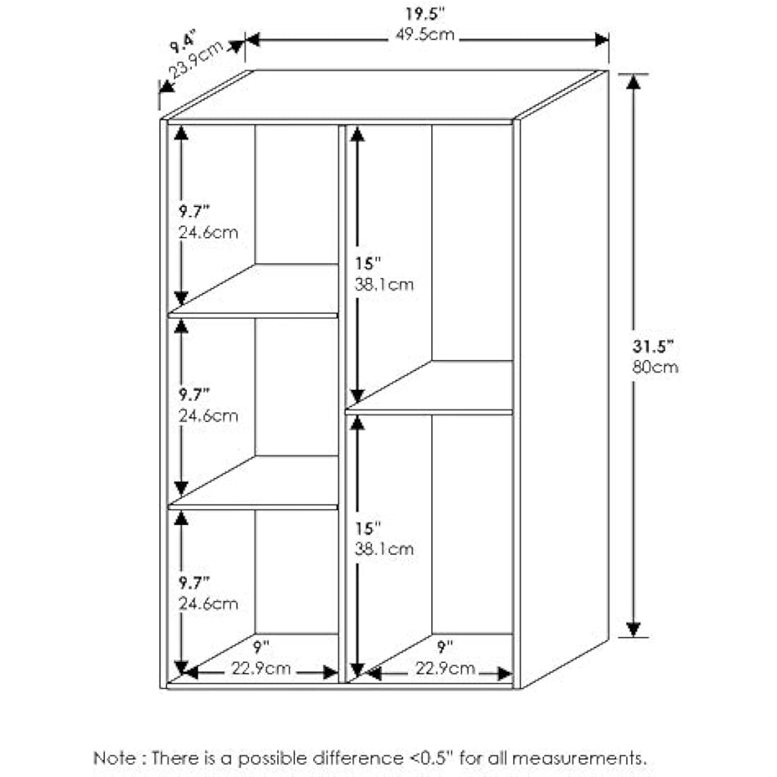 Furinno Luder 5-Cube No Tool Assembly Open Shelf, White