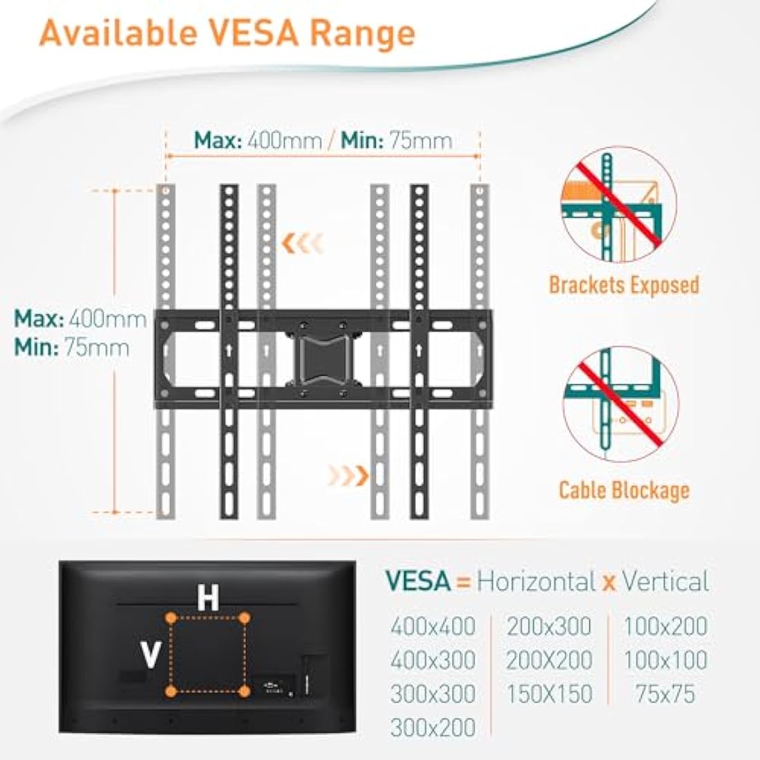 ELIVED Tilt and Swivel TV Bracket for Most 26-60 Inch LCD, LED, OLED Flat or Curved TVs with Max. VESA 400x400mm up to 35KG, Corner TV Wall Bracket EV011