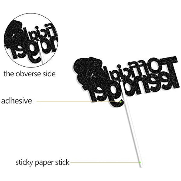 13 Official Teenager Black Silver Glitter Birthday Cake Topper 13th Birthday Party Decorations Supplies for Teens