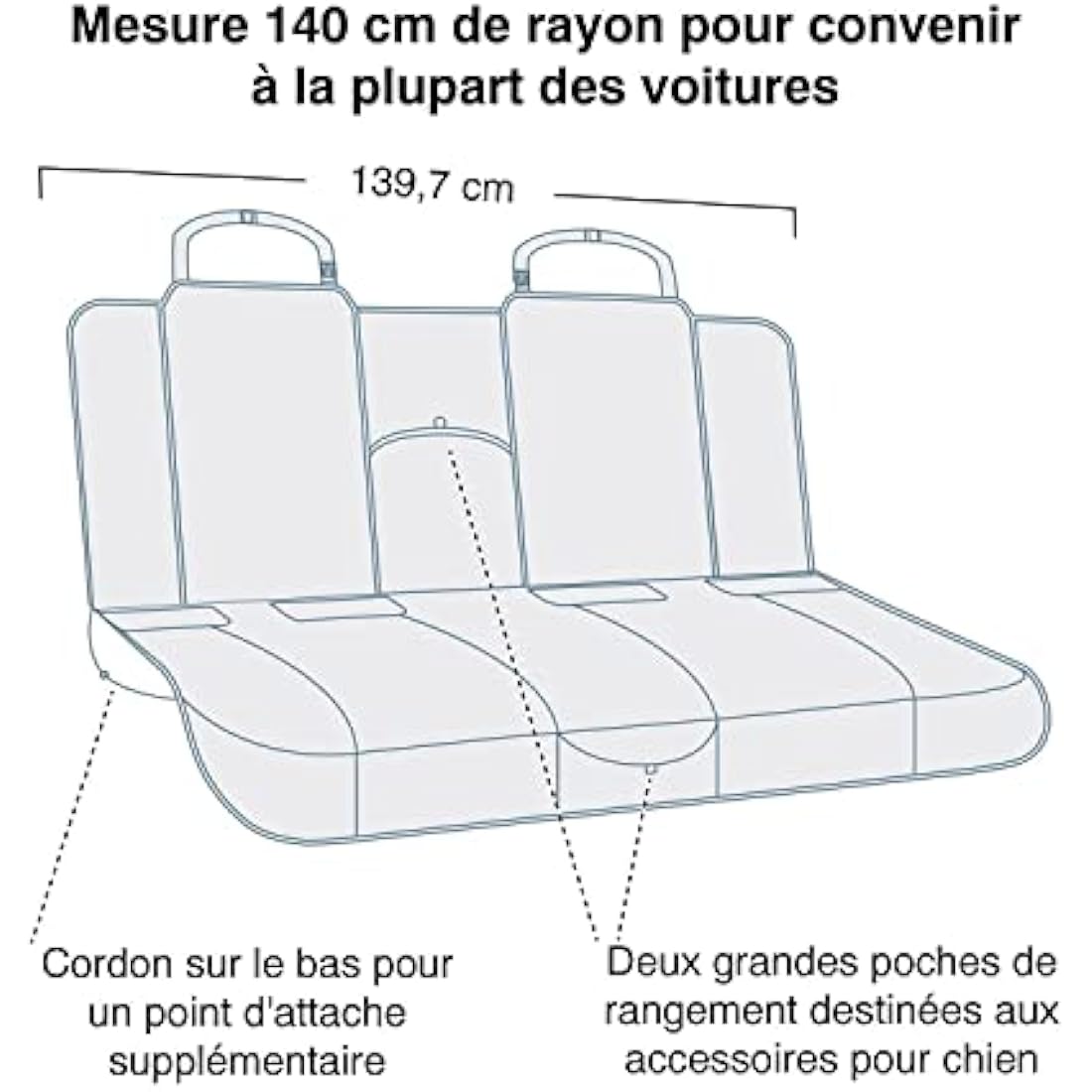 Kurgo Heather Bench Seat Cover, Dog Car Seat Protector, Waterproof & Stain-Resistant, Secure Fit, Charcoal Grey