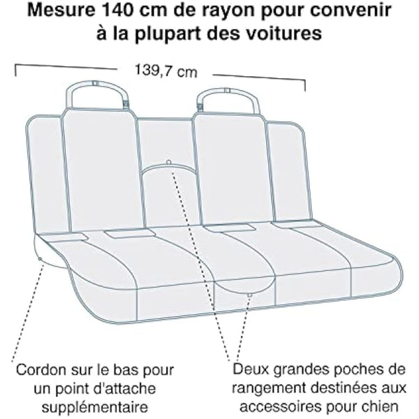 Kurgo Heather Bench Seat Cover, Dog Car Seat Protector, Waterproof & Stain-Resistant, Secure Fit, Charcoal Grey