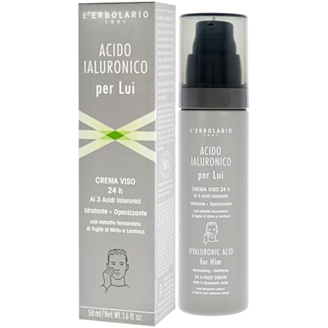 Hyaluronic Acid Moisturisin Mattifying Face Cream by LErbolario for Men - 1.6 oz Cream