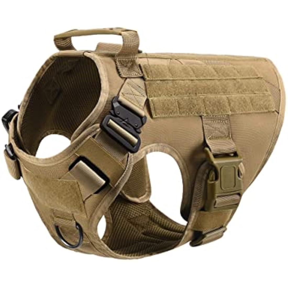FEimaX Tactical Dog Harness for Military Patrol Working Dog No Pull Molle Vest Large Dogs Service Harness with Handle and Front Clip for Hunting Training Hiking (Brown, S)