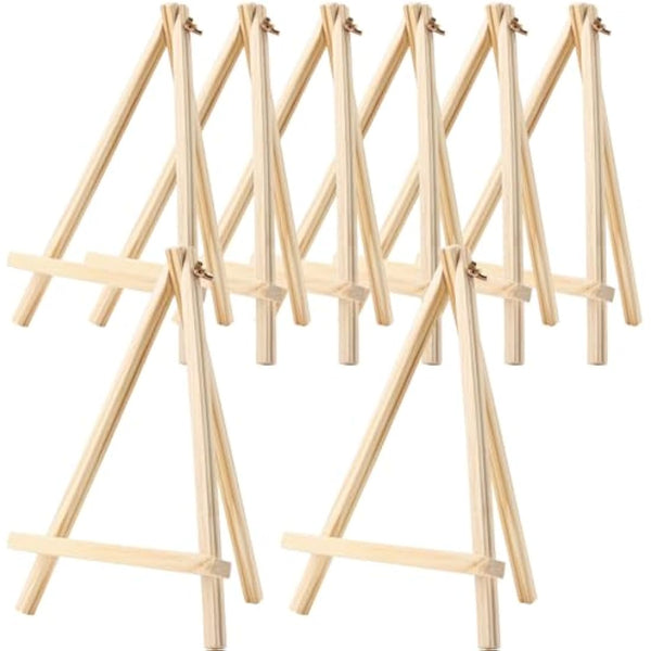 HAKZEON 8 Pack 30 x 20 CM Wooden Tabletop Easel, Mini Easel with Movable Bar, Adjustable Wood Easel Stand for Paintings, Drawings, Framed Photos, Signs