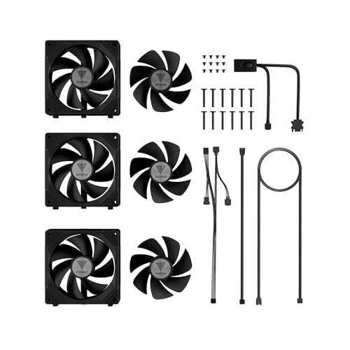 GAMDIAS 120mm ARGB PC Case Fans, Computer Case Fan, Cabless Daisy Chain Connection, Dual Infinity Mirror Lighting, Swappable Fan Blade for Reverse Airflow, Performance 30mm Thick, With Control Box