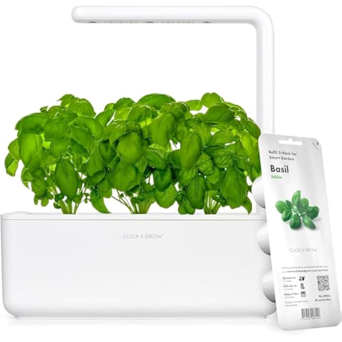 Click and Grow Smart Garden | Easier than Hydroponics growing system | Grow Your Own Kits | Indoor Herb Garden | 3 Basil Pods included, White