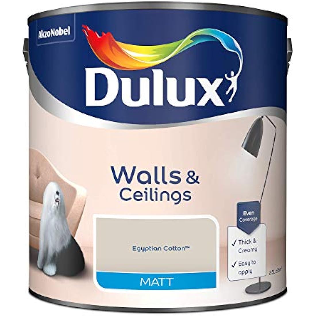 Dulux Walls & Ceilings Matt Emulsion Paint - Egyptian Cotton - 2.5L
