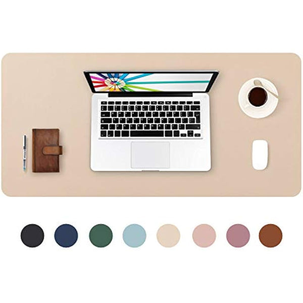 DOBAOJIA Desk Pad Large 31.5" X 15.7" Extended Mouse Mat Large Mouse Pad XL Desk Blotter Writing Pad for Laptop/Office/Home, PU Leather Side Waterproof +Suede Side Non-Slip (Beige)