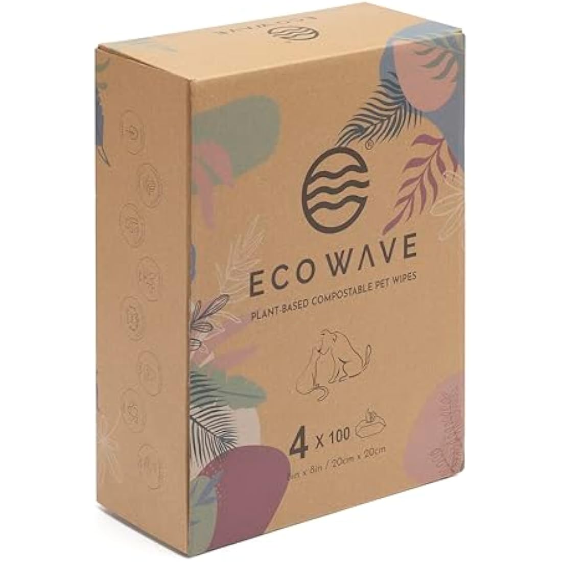 Eco Wave Hypoallergenic Plant-Based Pet Wipes, Dog and Cat Grooming Wipes for Face, Ears, Body, Butt, and Paws, Fragrance Free, Compostable, 400 Count