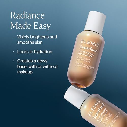 ELEMIS Superfood Glowy Primer – Hydrating & Brightening Primer for Smooth, Radiant Skin, Preps Face for Flawless Makeup Application and Glowing Complexion 60ml