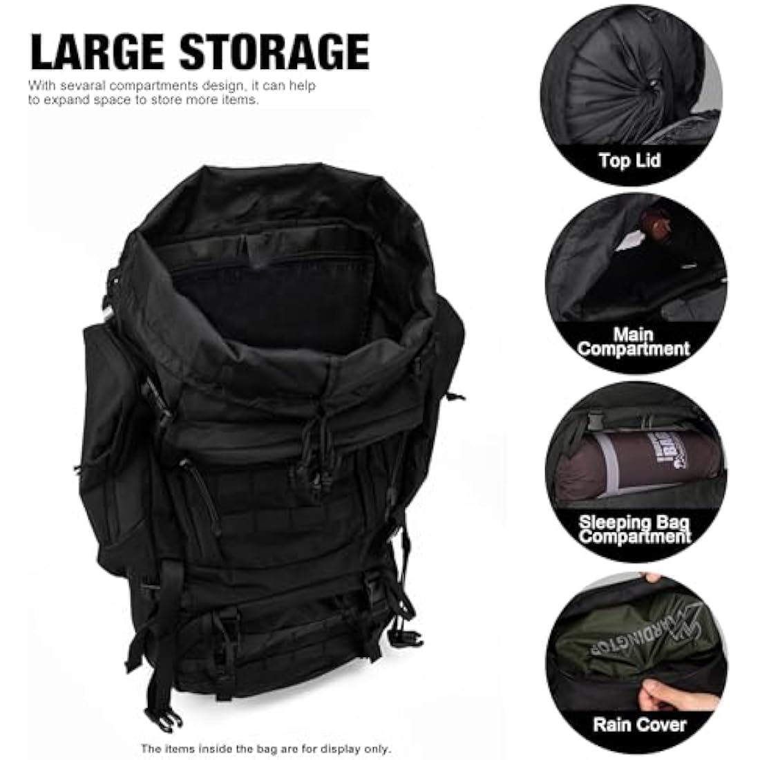 Mardingtop 60L Tactical backpack Military Rucksack MOLLE Camping and Hiking Backpack High Capacity with Rain Cover for Trekking Mountaineering Hunting Traveling