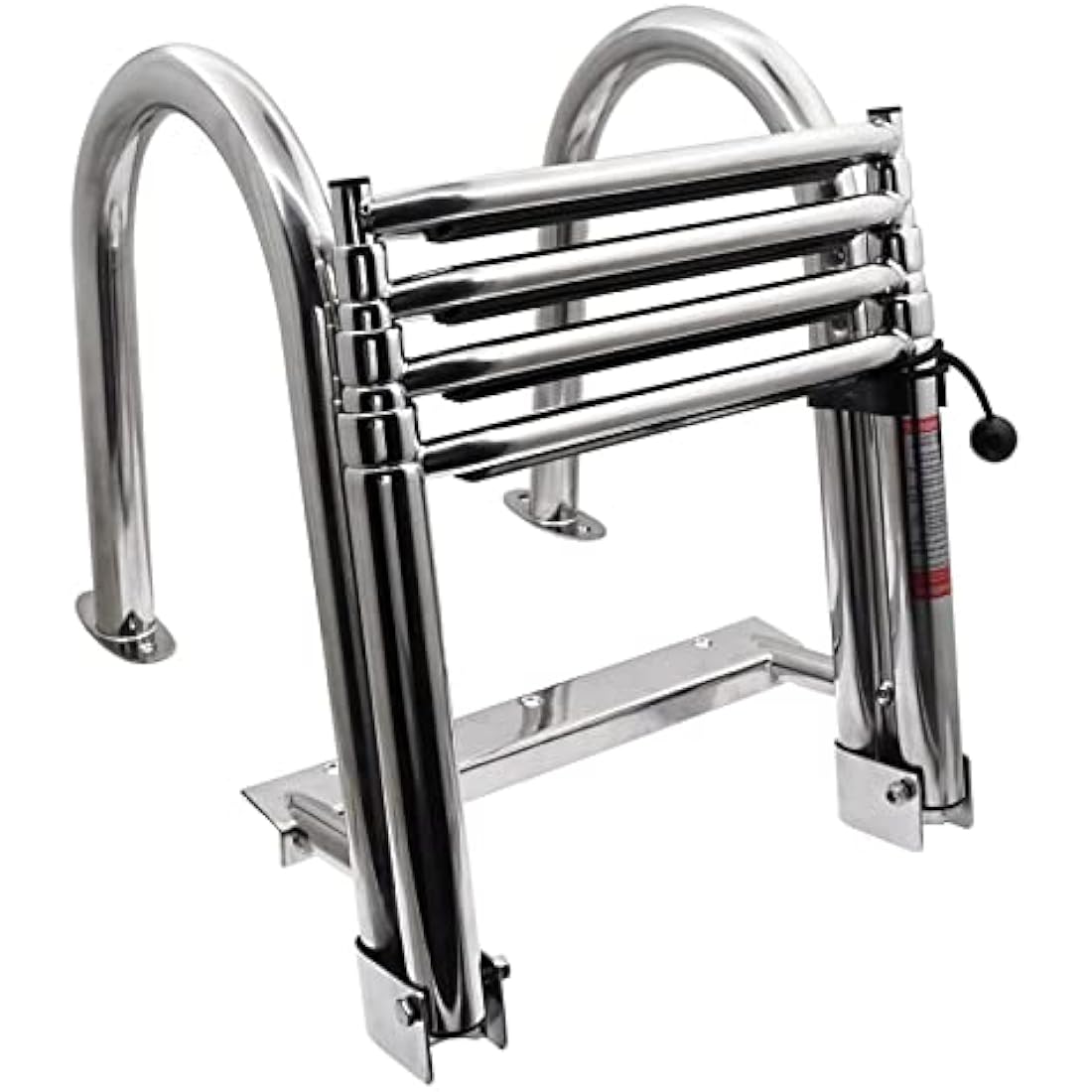 KAOLALI Boat Ladder 4 Steps, Pontoon Boat Ladder Foldable Stainless Steel Marine Rear Entry Telescoping Ladder with Wide Steps Swim Deck Ladder with Pedal Hand Railing Lad Capacity 200 kg