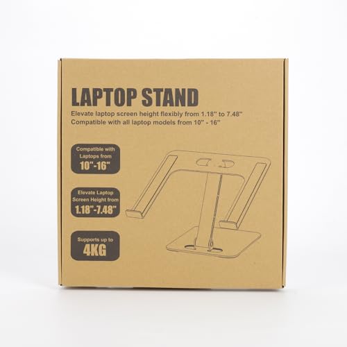 Laptop Stand Lap Desk, Ergonomic Foldable Computer Stand with Adjustable Height, Ventilated Aluminium Alloy Riser Compatible with MacBook Air, Pro, All 10-16" Laptops (Silver)