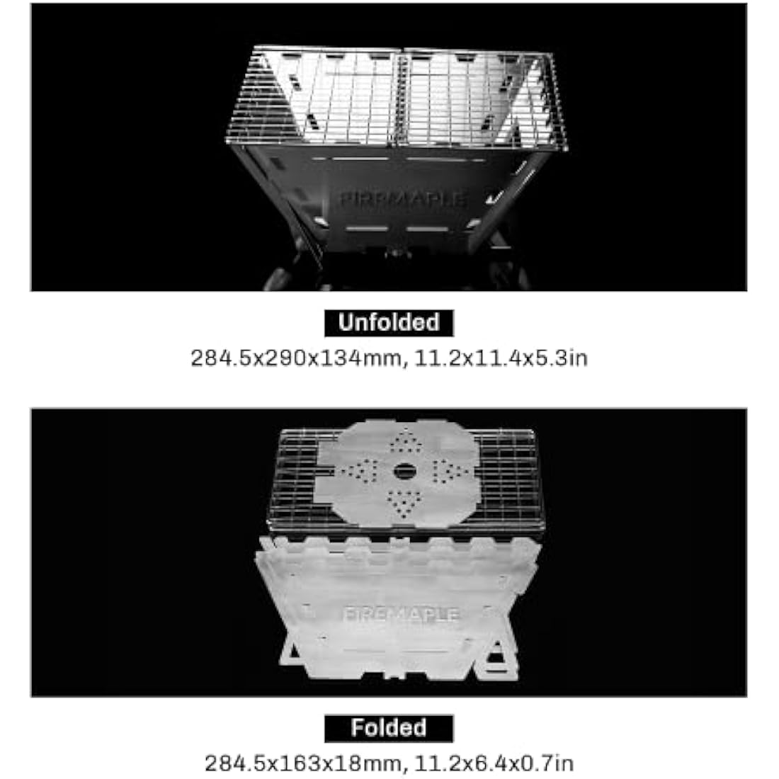 Fire-Maple Maverick Camping Wooden Burning Stove | Stainless Steel Square Firepit with Grill | Folding Fire Pit for Bonfire Backyard Patio Deck Camp Picnic (Square)