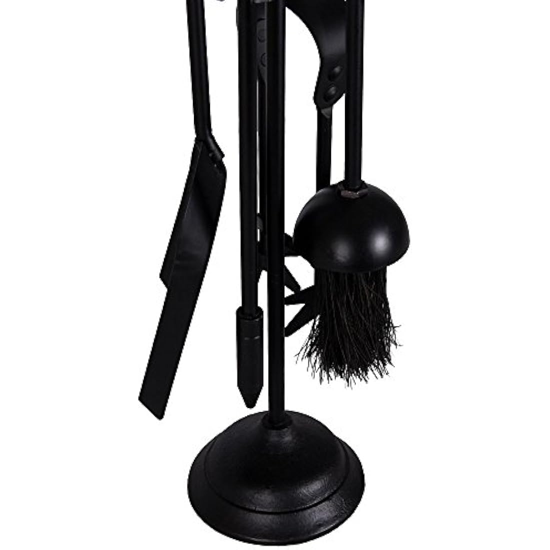 Fire Vida 5 Piece Malham Fireplace Companion Set - Black Steel Fireside Tool Kit with Stand - Includes Poker, Tongs, Brush & Shovel - Ideal for Fireplaces, Wood Burners & Fire Pits