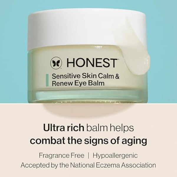 Honest Beauty Calm + Renew Anti-Aging Melting Eye Balm for Sensitive + Dry Skin | Shea Butter, Argan Oil, + Aloe | EWG Verified, Vegan + Cruelty Free | .5 fl oz