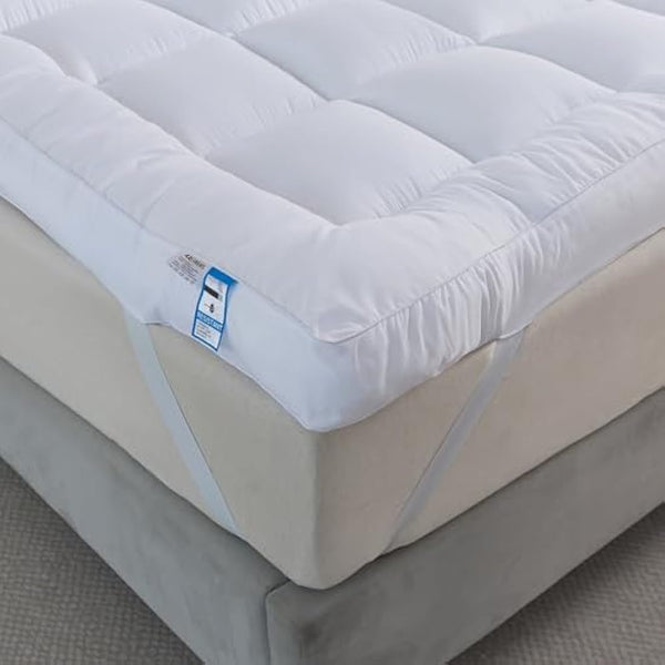Hotel Quality Box Stitched Microfibre Mattress Topper 5cm Super soft Heavy Fill Orthopaedic Anti Allergy Quilted Mattress Topper (Single, 90cm X 190cm x5cm)