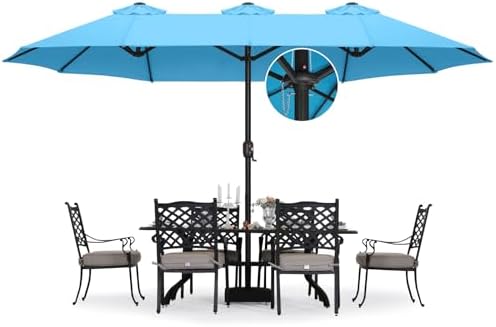 ABCCANOPY 4.5M Double-Sided Aluminum Table Patio Umbrella Garden Large Umbrella,Swimming Pool Colors