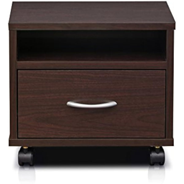 Furinno Petite Under Desk Utility Cart wtih Casters, Wood, Espresso, 39.12 (W) x 35.31 (H) x 28.96 (D) cm