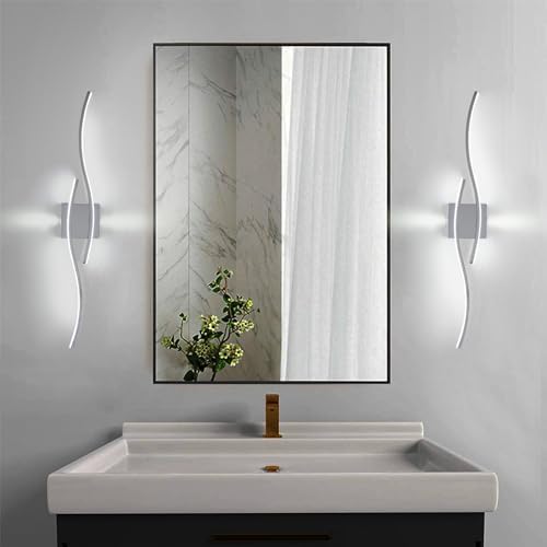 EIDISUNY Led Wall Light, Indoor Led Wall Sconce Light, Modern Wave bar LED Wall Lighting Fixtures, Indoor Wall Lamp for Living Room Hallway Bedroom Bedside Vanity Mirror - 80cm 28W(Cool White Light)
