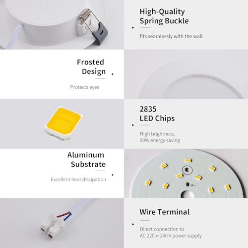 Grebeam 20 Pack LED Downlights for Ceiling 5W, 4000K Natural White, 450LM, IP44, LED Recessed Ceiling Lights, Cutout 75mm-90mm, Ultra Slim 25mm,