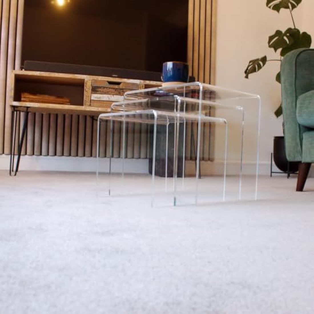 Acrylic Perspex Plastic Nest of Tables Living Room Table Hygienic Easy Clean