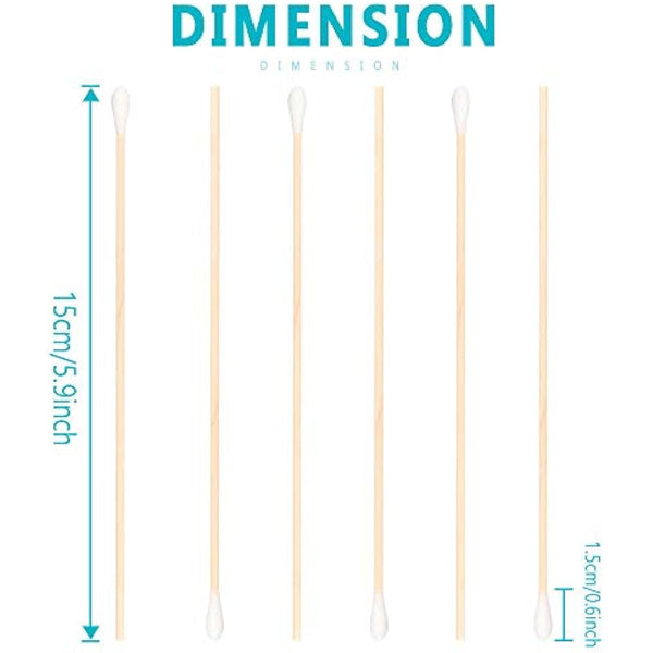 300 PCS Cotton Swabs Biodegradable Long Wood Handle Cotton Buds for Cleaning Polishing Jewelry Arts and Crafts Applying Paint Glue Epoxy Lubrication