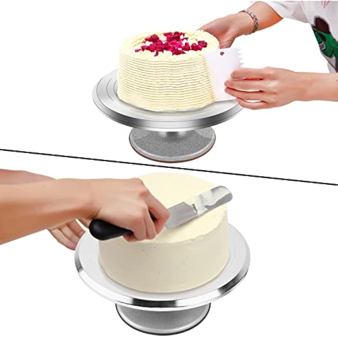 12 Inch Rotating Cake Turntable, Aluminium Alloy Revolving Cake Stand for Cake, Cupcake Decorating Supplies
