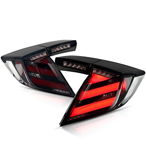 Archaic LED Rear Lights Compatible with 10th Honda Civic Type R Hatchback FK7 FK8 2016-2020, with Sequential Turn Signal, Animation DRL, Pair