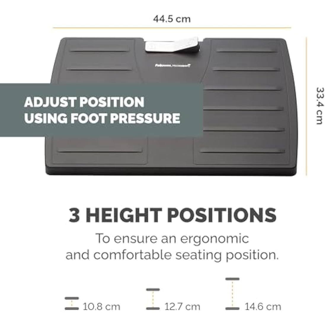 Fellowes Office Suites Foot Rest for Under Desk - Ergonomic Foot Support with Antibacterial Microban Technology for Office & Home Use - Black