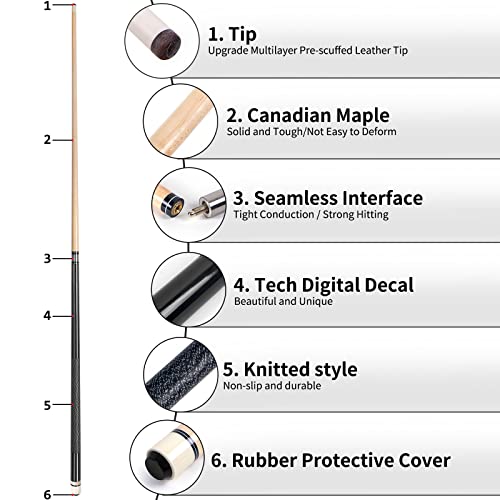 Aklot Pool Cue,Pool Cues Set of 4 Pool 58" Cue Sticks Pool Cues Adult Canadian Maple Wood Cue Stick Pool Cues Adult 21 oz