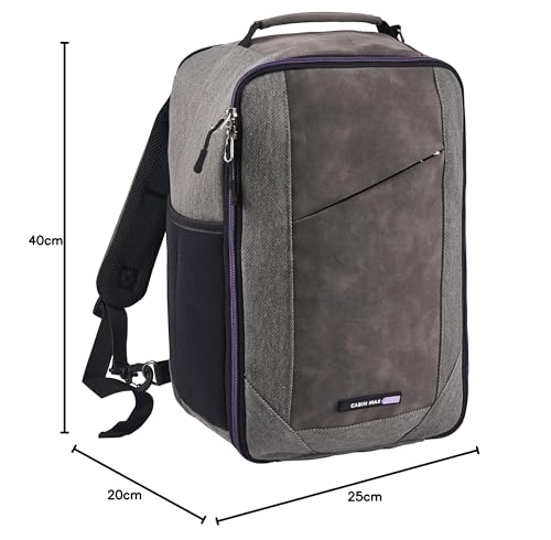 Cabin Max Manhattan 20L Underseat Backpack - 40x20x25 for Ryanair Cabin Bag with Padded Tech Pocket, Lockable Compartment & Versatile Straps - Stylish Travel Companion for Airlines