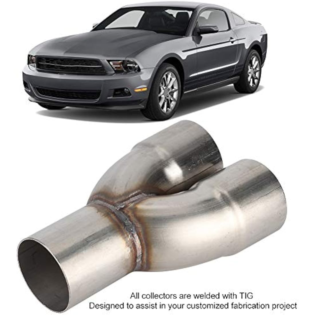 Gorgeri Stainless Dual Pipe,Universal Stainless Exhaust Y Pipe Adapter 2.5in OD inlet to 2.5in ID Dual Pipe