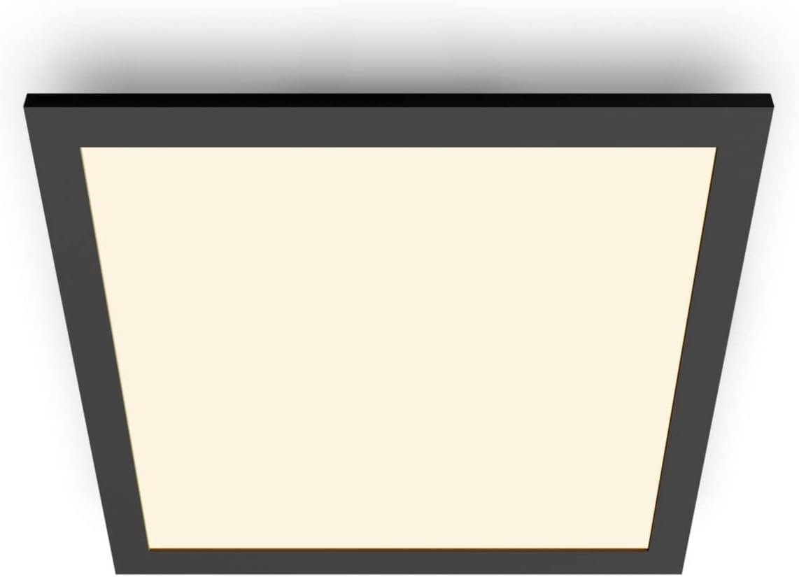 Philips LED Panel Square Ceiling Light SceneSwitch Dimmable 2700K 12W [Warm White - Black]. for Indoor Lighting, Livingroom and Bedroom