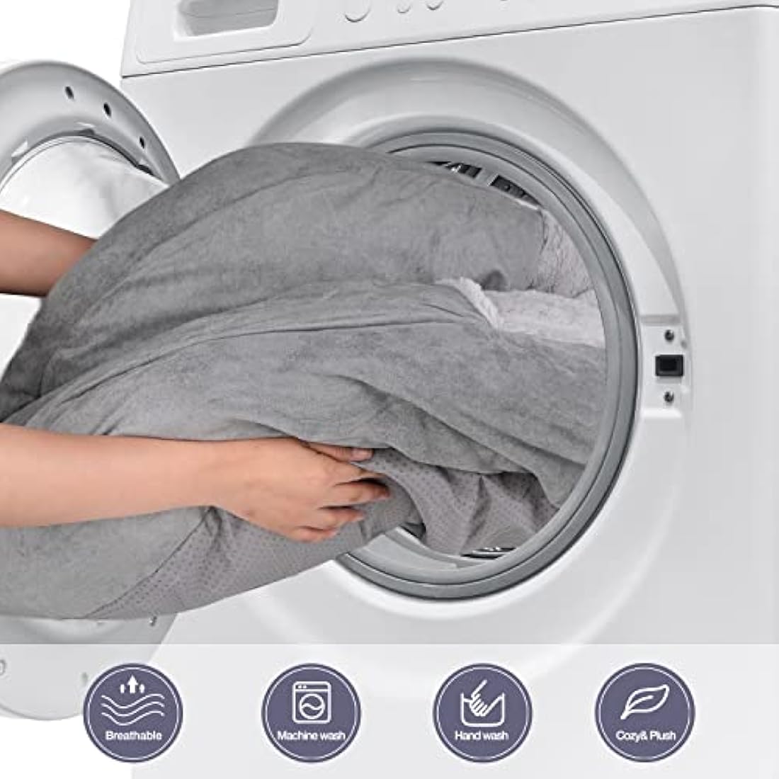 MICOOYO Hooded Dog Bed Large, Cozy Donut Dog Blanket Bed for Doggie, Claming Pet Caved Bed for Cats Puppies (Large, Grey)