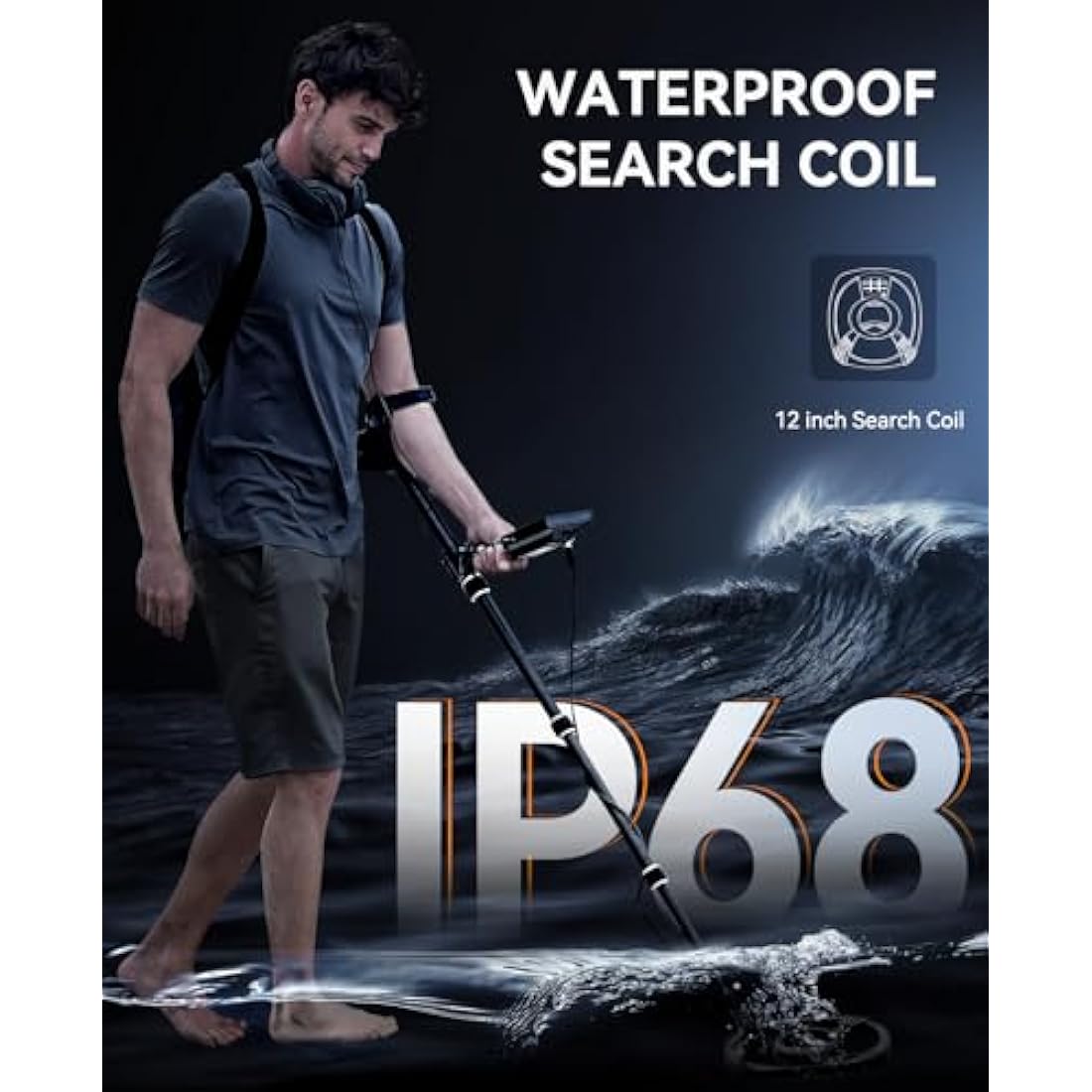 SUNPOW Metal Detector for Adults Professional, High-Tech with DSP Chip and Structure, 3 Pieces Custom, 30cm Waterproof Coil, 2 x LCD Display, 5 Modes, Adjustable Length (50 cm - 150 cm), Stable Spiral