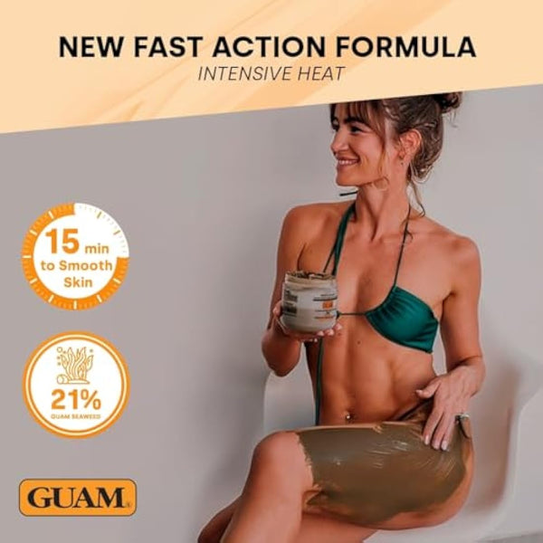 GUAM FIR Anti Cellulite Seaweed Hot Body Mud - 500g Warm Cellulite Remover for Flat Tummy & Waist - Belly Tightening Skin Firming Cream - 15Min Fast Formula to Boost Skin Microcirculation & Elasticity