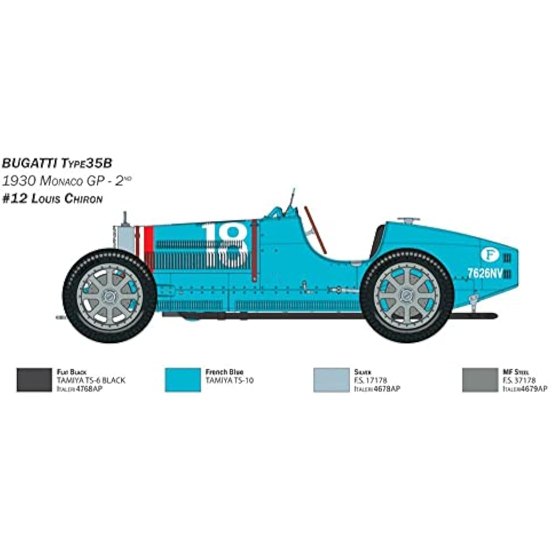 ITALERI -4710 Bugatti Type 35B, Scale 1:12, Model Kit, Plastic Model to Assemble, Modeling, IT4710