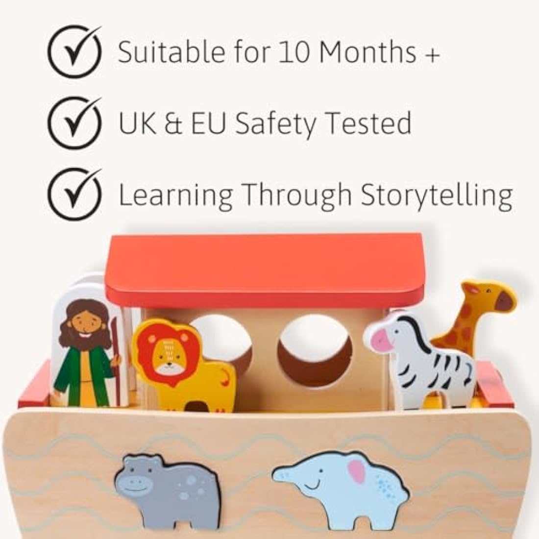 Jaques of London Noah's Ark Toy | Wooden Toy for 1 Year Old | Christening Gifts for Girls & Boys | Montessori Baby Toy | Since 1795