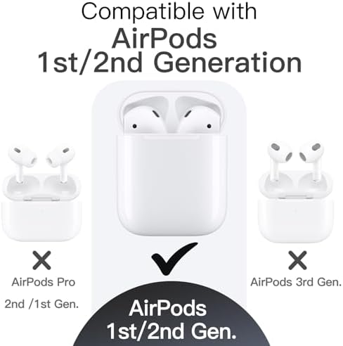 JETech Case Cover for AirPods (1st & 2nd Generation), PC and TPU, Protective Skin with Keychain (Black)