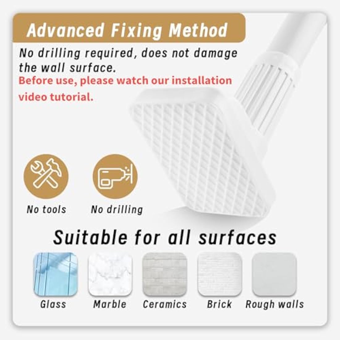 Heavy Duty Tension Pole - 33mm Steel Clothes Rail & Curtain Rod 110-300cm, No Drill Telescopic Pole, Supports 35kg,Multi-Purpose for Drying, Hanging, Bathroom, Kitchen, Wardrobe