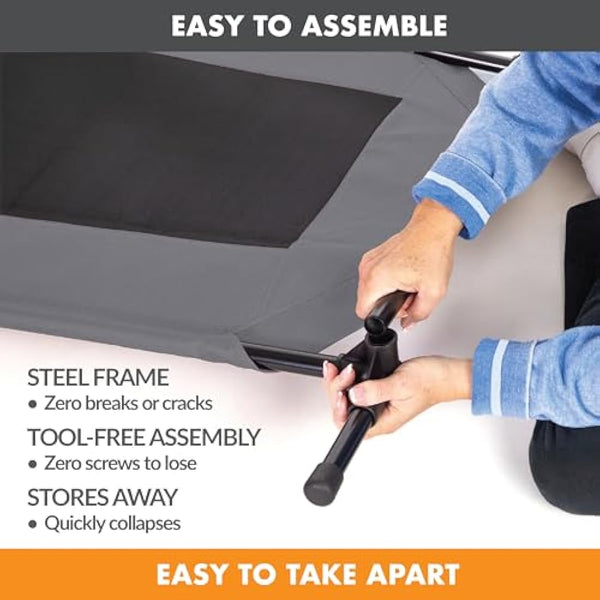 K&H Pet Products Cooling Elevated Dog Bed Outdoor Raised Cot with Washable Breathable Mesh, No-Slip Rubber Feet, Portable Cot Indoor Outdoor, Medium Grey/Black Mesh