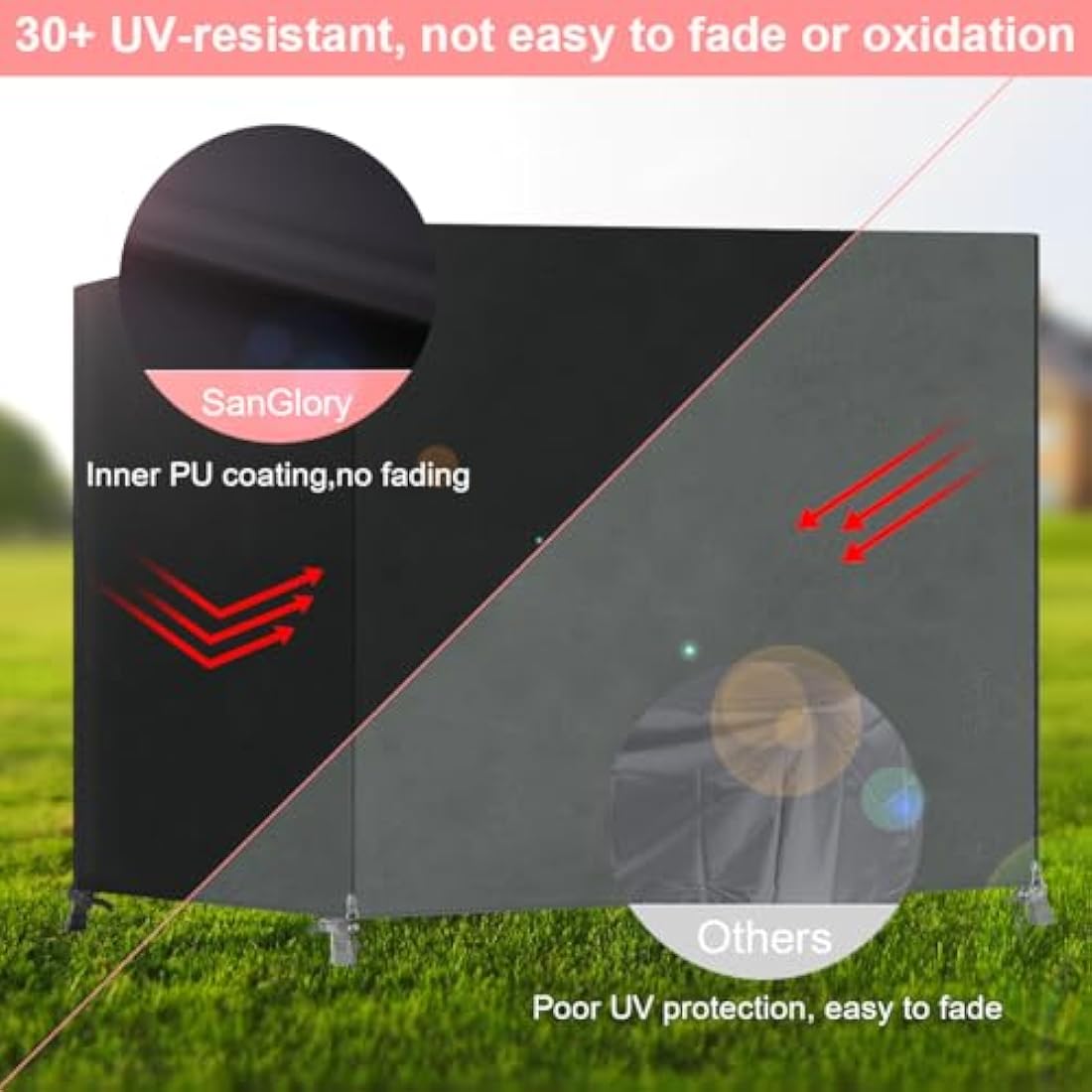 SanGlory Garden Swing 3-Seater Waterproof Patio Hammock with Zips, Heavy Duty Rip Proof Protective Cover for Outdoor Patio Swing Garden Hammock (210x150x150cm) - Black