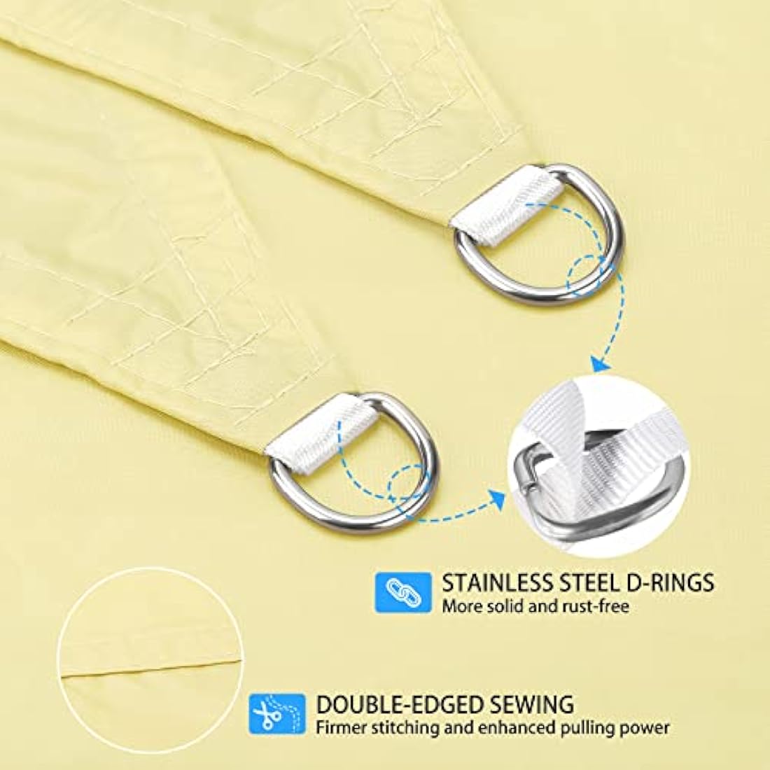 Ankuka Sun Shade Sail 3m x 4m Beige Rectangular Waterproof Garden Sun Sail Outdoor Patio Party Sunscreen Awning Canopy 98% UV Block With Rope