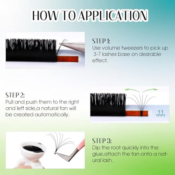 Easy Fan Lash Extensions 0.07mm 12mm D curl Russian Volume Noir Lash Tray Automatic Flowering Blooming Self Fanning Lashes 3D 4D 5D 6D 8D Long Individual Volume Lashes Gemerry Lash(0.07-d curl-12mm)